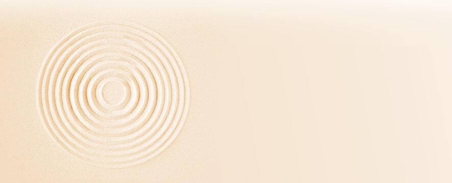 Zen japanese garden background. Horizontal banner