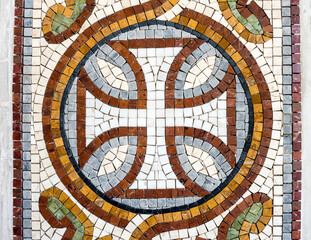 Mosaic image of a cross made of smalt in the Orthodox Church