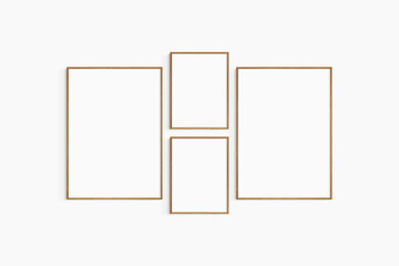 Gallery wall mockup. Set of 4 cherry wood frames. Gallery wall frame mockup. Two 50x70 (5:7) and two 30x40 (3:4) wooden frames.