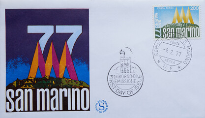 Colorful Vintage Used Postage Stamps from San Marino