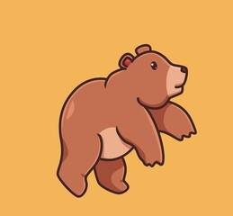 cute grizzly bear brown jumping. cartoon animal nature concept Isolated illustration. Flat Style suitable for Sticker Icon Design Premium Logo vector. Mascot Character