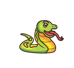 cute snake go to side. cartoon animal nature concept Isolated illustration. Flat Style suitable for Sticker Icon Design Premium Logo vector. Mascot Character