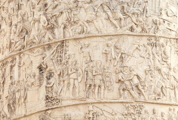 Trajan's Column Detail in Rome, Italy