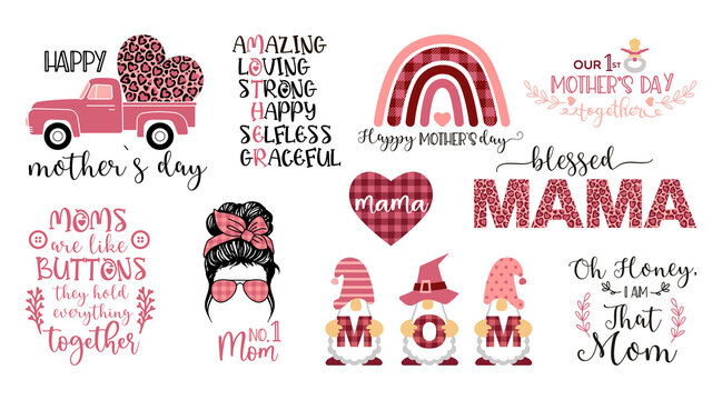Mother s Day Vector Set, mothers day quote bundle