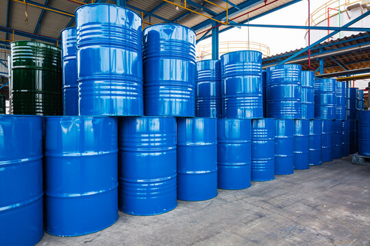 Oil barrels green or chemical drums vertical