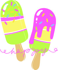 Abstract ice cream for holiday decoration design. Holiday card design. Cool inscription. Vector design. Vector banner. Poster, postcard.