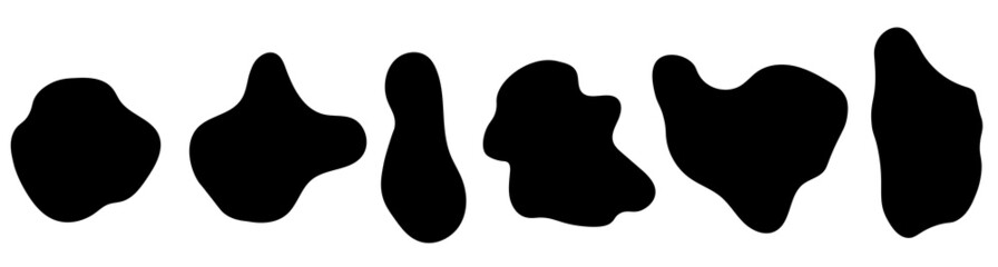 Organic shapes collection in black color. Silhouette blobs in different forms