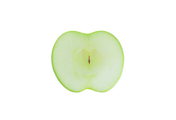 Green apple slice isolated on white background with clipping path.