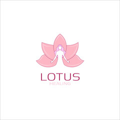 female lotus logo for yoga and spiritual meditation logo