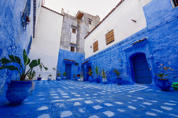 Blue city. Ancient architecture of old town Medina of Chefchaouen, Morocco.
