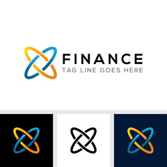 two rings hand in hand investment company logo design vector template, financial logo concept icon
