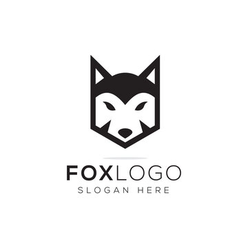 simple head fox logo design, silhouette head fox vector template icon