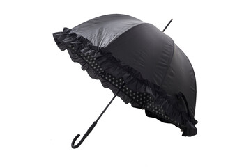An open umbrella for rain, Open black umbrella isolated on white, clipping path included, Black...
