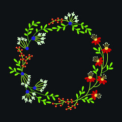 Beautiful Flower Wreath Frame with white and red flowers