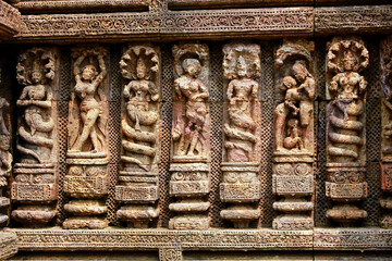 Sculptures of the Temple of the Sun in Konark. India 