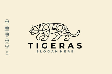 Design Lineart Tiger Tattoo Logo Illustration