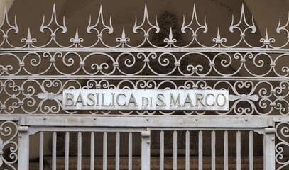 San Marco Basilica Iron Gate Detail in Rome, Italy