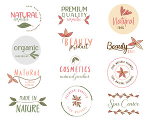 Collection of logo and icon for beauty, cosmetics, spa and wellness, natural and organic products. Vector illustrations for graphic and web design for cosmetics, natural products and beauty center.