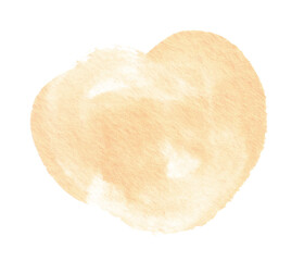 Beige watercolor shape. Watercolor hand drawn brush strokes isolated on white	