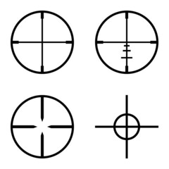 Crosshairs Flat Icon Set Isolated On White Background
