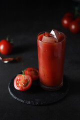 A glass with cold bloody mary cocktail
