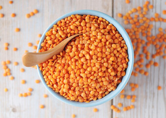 Red dry lentils ready for cooking