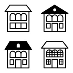 Houses Flat Icon Set Isolated On White Background