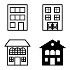 Houses Flat Icon Set Isolated On White Background