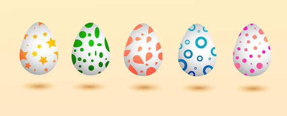 Fototapeta na wymiar Easter egg set. Colored decorations. Vector graphics. Easter eggs with a geometric pattern.