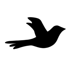 Obraz premium Flying bird silhouette. Logotype illustration in single black color. In cartoon style. Animal icon on white background