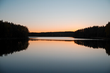 Fototapeta na wymiar Sunset in Repovesi National Park in Kouvola, Finland