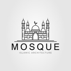 islamic mosque architecture outline logo vector illustration design