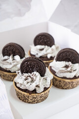 Chocolate cupcakes in box