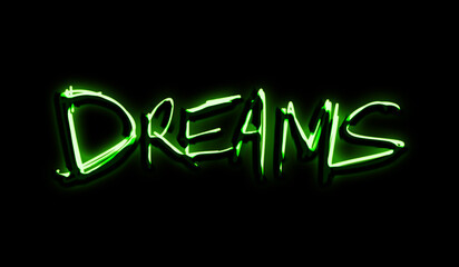 Dreams Word Neon Style