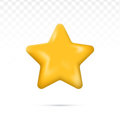 3d cute yellow star cartoon render style Free Vector