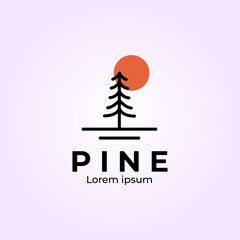 pine logo line art minimalist vector illustration design