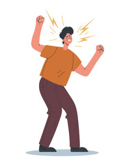 Angry screaming office man character. Vector flat cartoon illustration