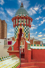 Details from the roof of Casa Vicens, Barcelona, Catalonia, Spain