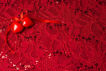 Beautiful bright red background with lace pattern
