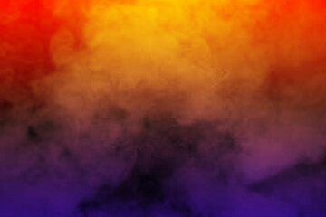 Abstract blue and red smoke steam moving on black background essential oil concept.