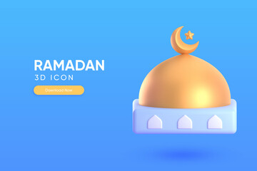 Mosque 3D render illustration