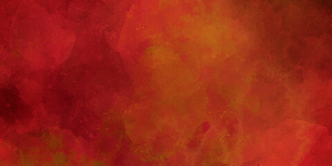Red and yellow background and Red powder explosion isolated on black background. Red wallpaper designed for your background