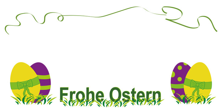 Hintergrundbild mit Ostereiern und deutschem Text (Frohe Ostern). Vektor