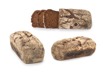 Brown bread isolated on white background.