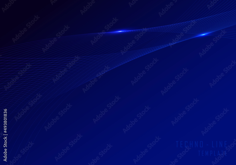 Poster abstract gradient blue lines futuristic of technology template. well organized object with glitters 