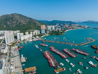 Top view of castle peak bay in Hong Kong