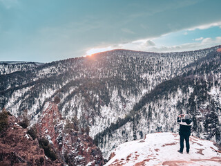 Winter landscape in the mountains.