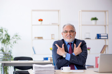 Old male employee working in the office