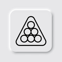 Billiard balls triangle simple icon. Flat desing. Neumorphism design.ai