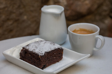 Brownie and coffee